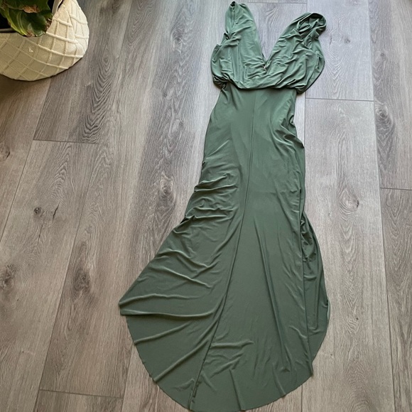 misa los angeles leza gathered crossover sleevless jersey high low dress medium - Picture 3 of 7